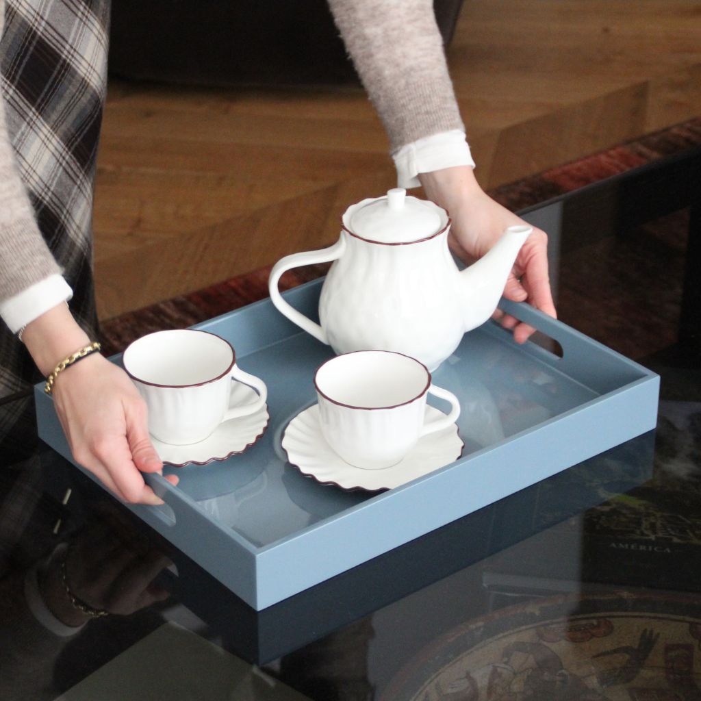 Bandeja Lacada Rectangular Grande Azul