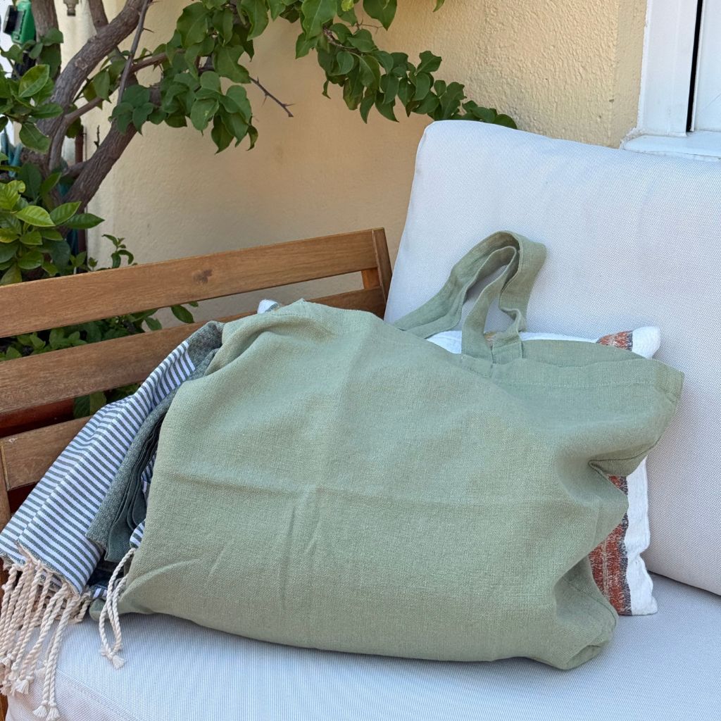 Bolsa Playa Lino Verde Oliva