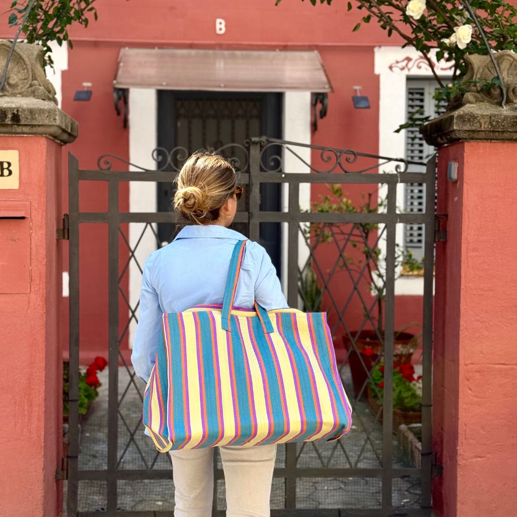 Bolsa Viaje Rayas Amarillo y Azul