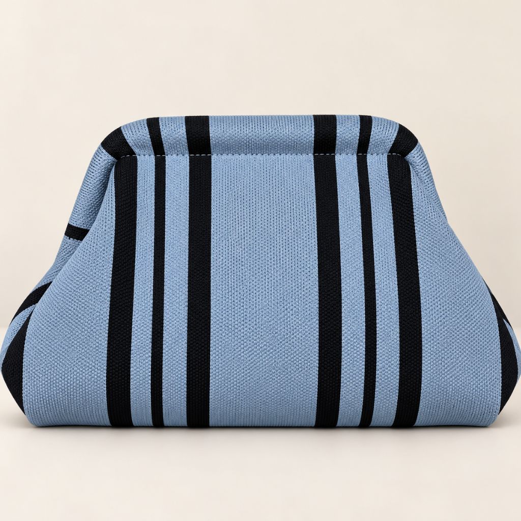 Bolso Mano Rayas Gris/Negro