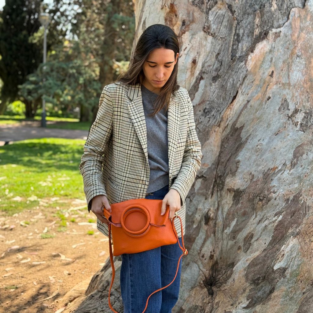 Bolso Anilla Piel Naranja