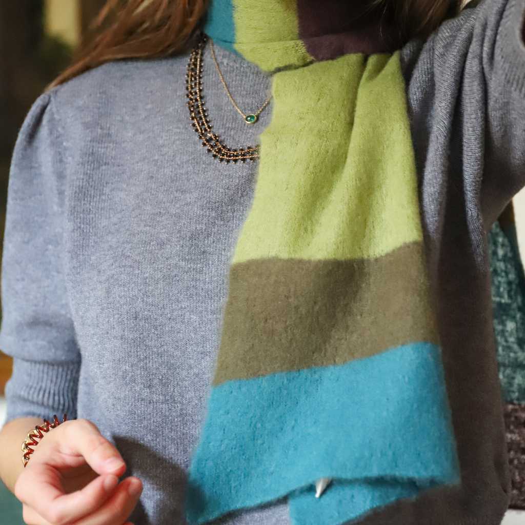 Bufanda Mini 100% Cashmere Rayas Verde