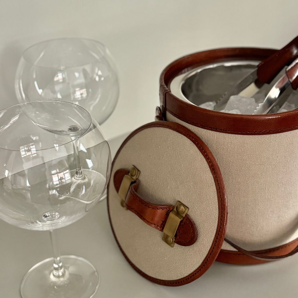 Leather and Fabric Ice Bucket