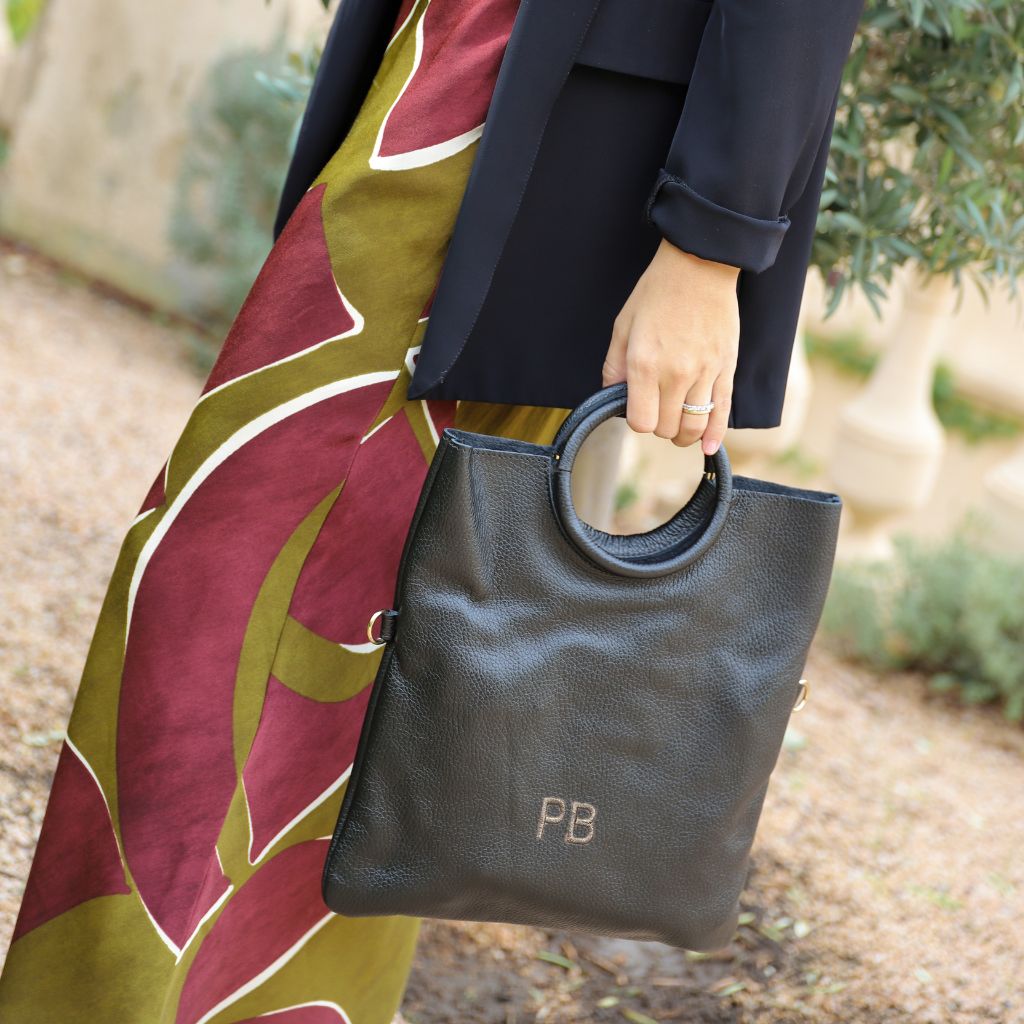Black Leather Ring Bag