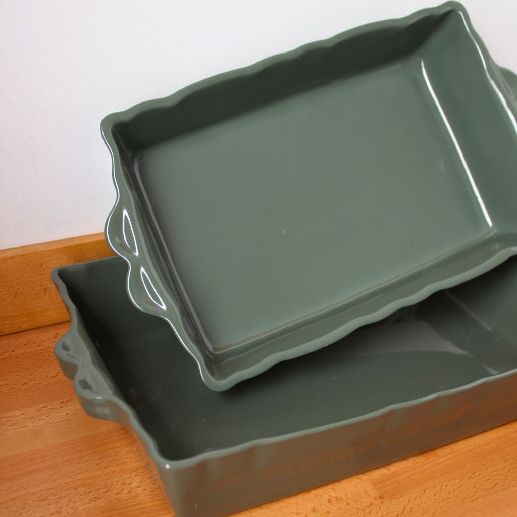 Fuente de Horno Rectangular Verde Mediana