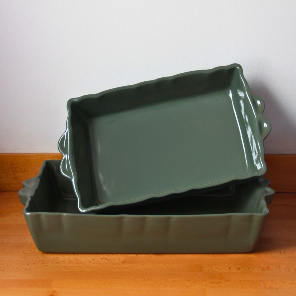 Fuente de Horno Rectangular Verde Grande