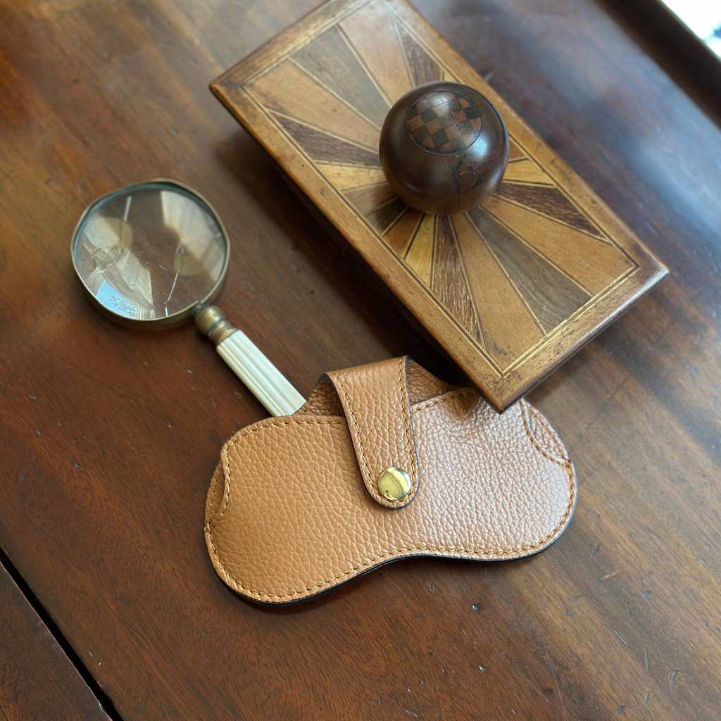 Light Camel Leather Glasses Case