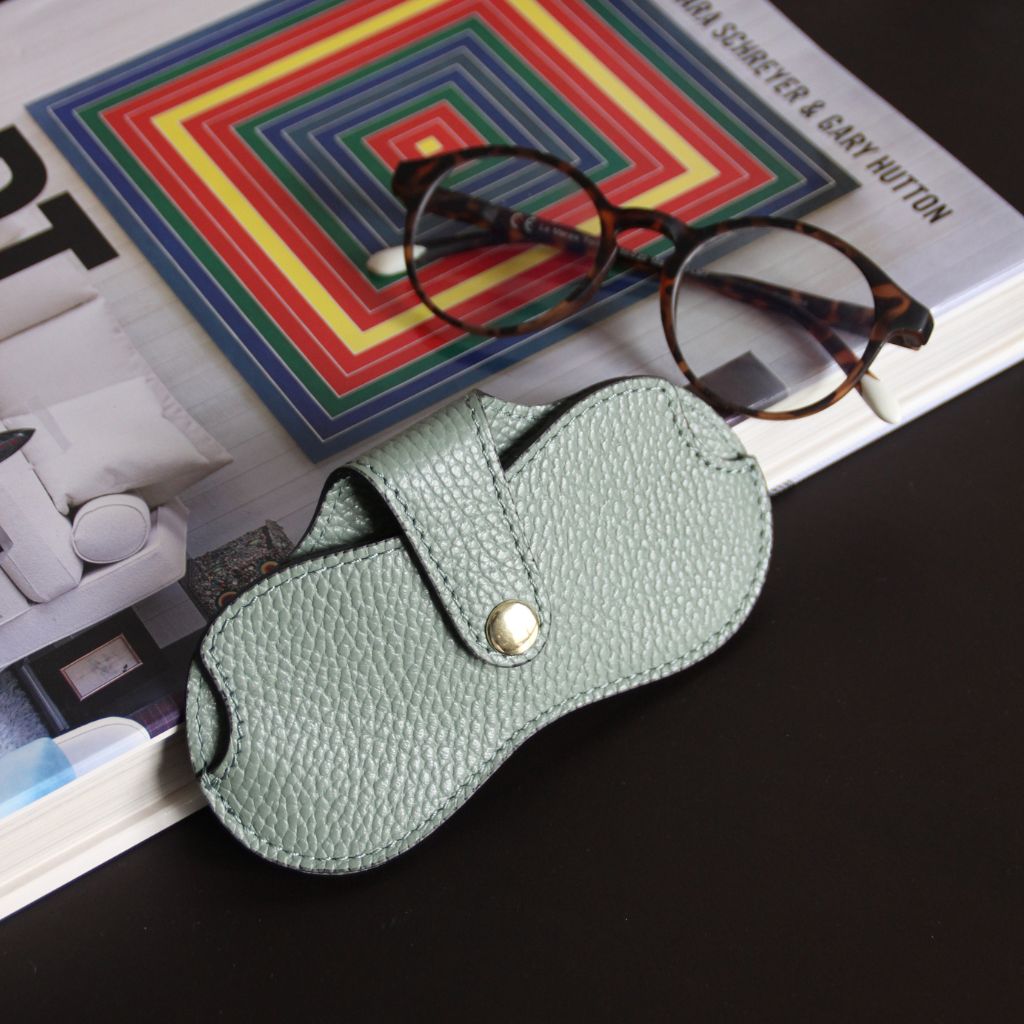 Green Leather Glasses Case