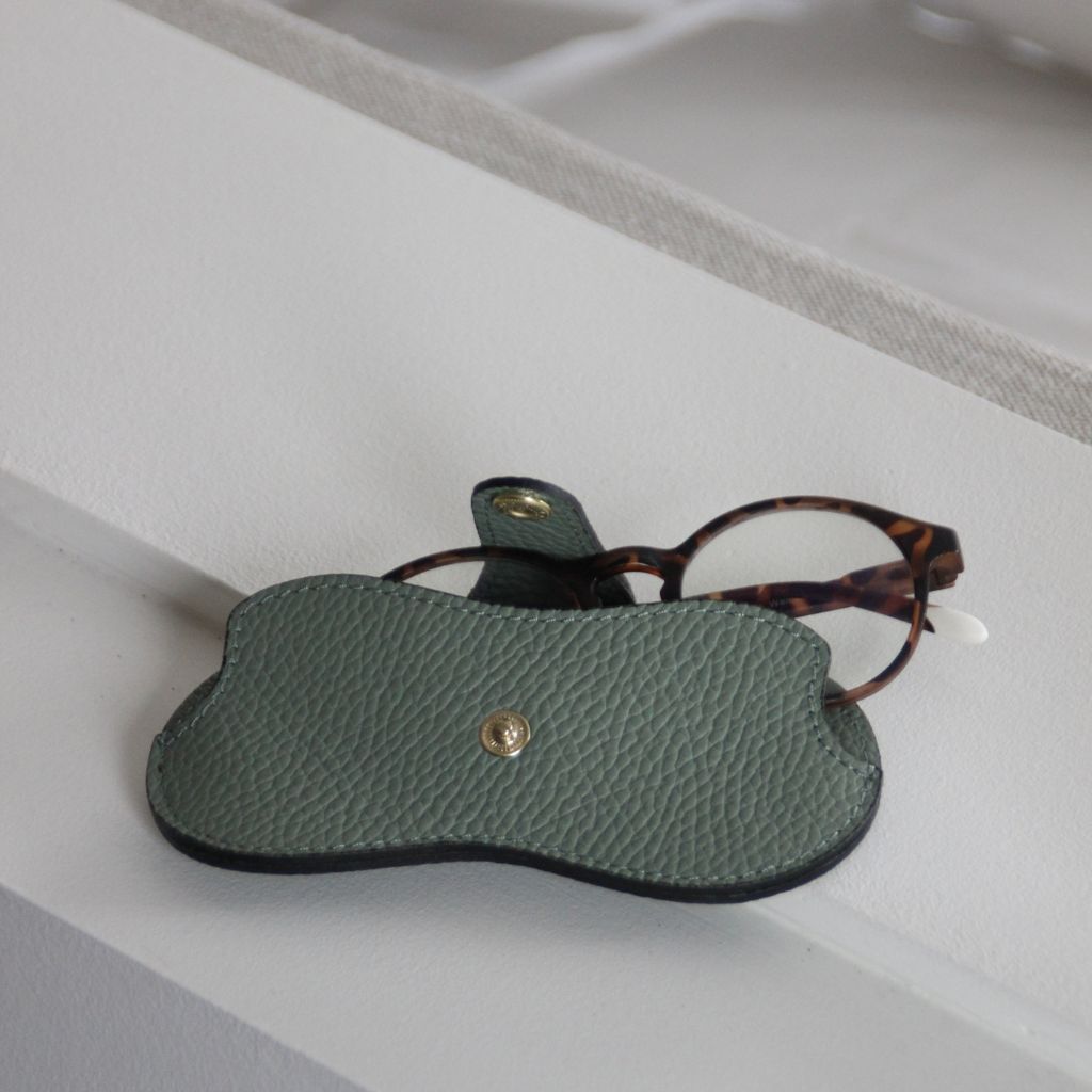 Funda Gafas Piel Verde Claro