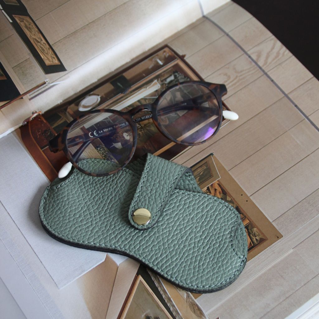 Green Leather Glasses Case