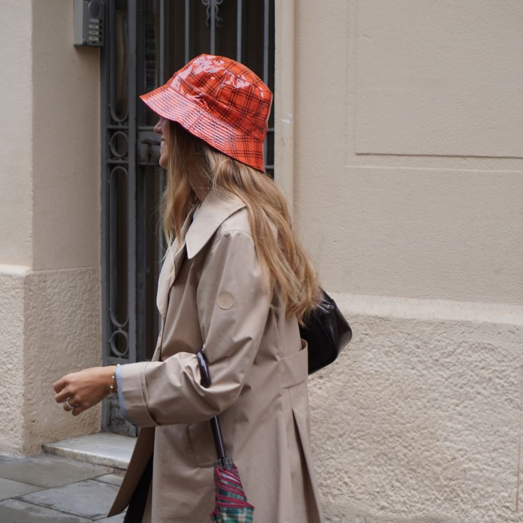 Gorro Lluvia Cuadros Escoceses Naranja