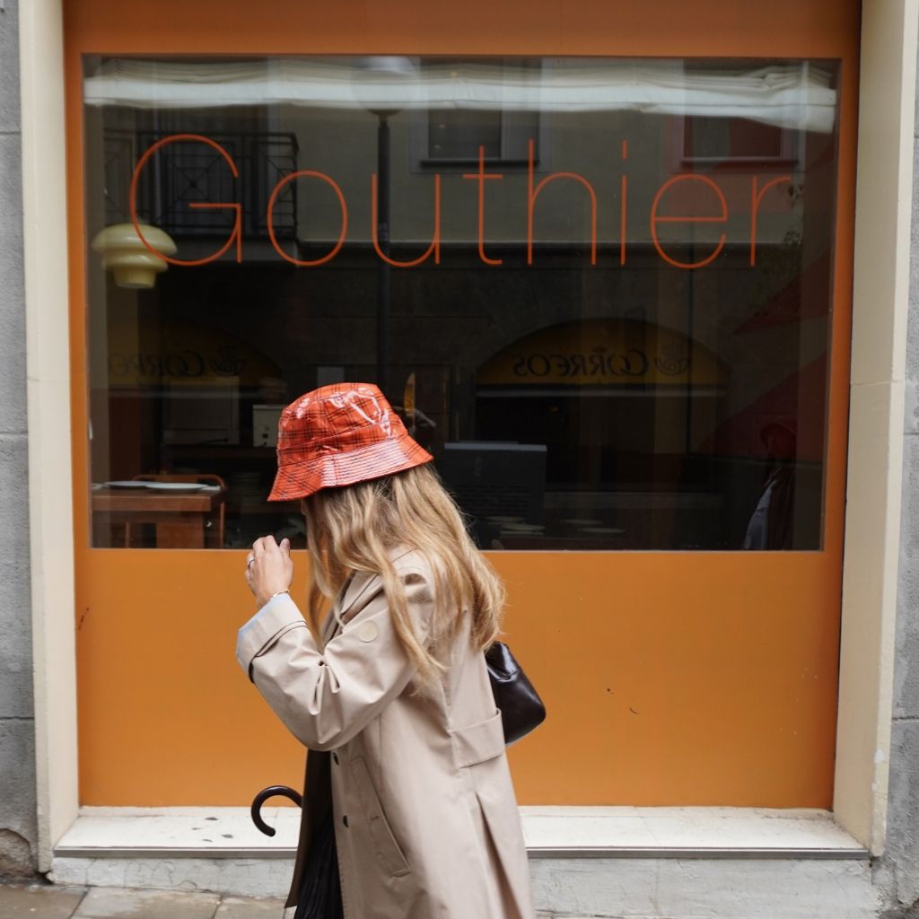 Gorro Lluvia Cuadros Escoceses Naranja