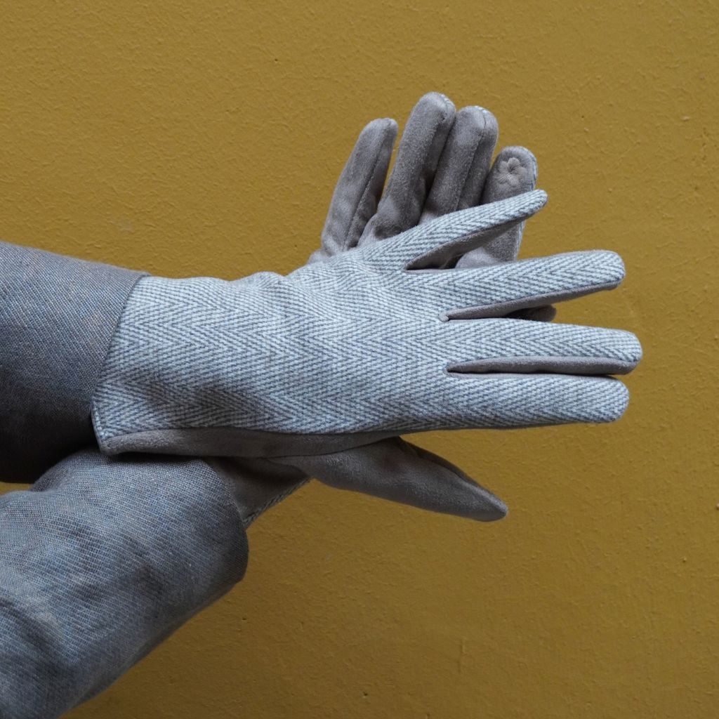 Guantes Jacquard Espiga Fina Taupe