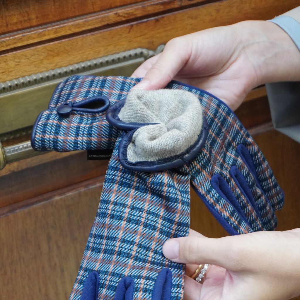 Guantes de Cuadros Marrón y Azul