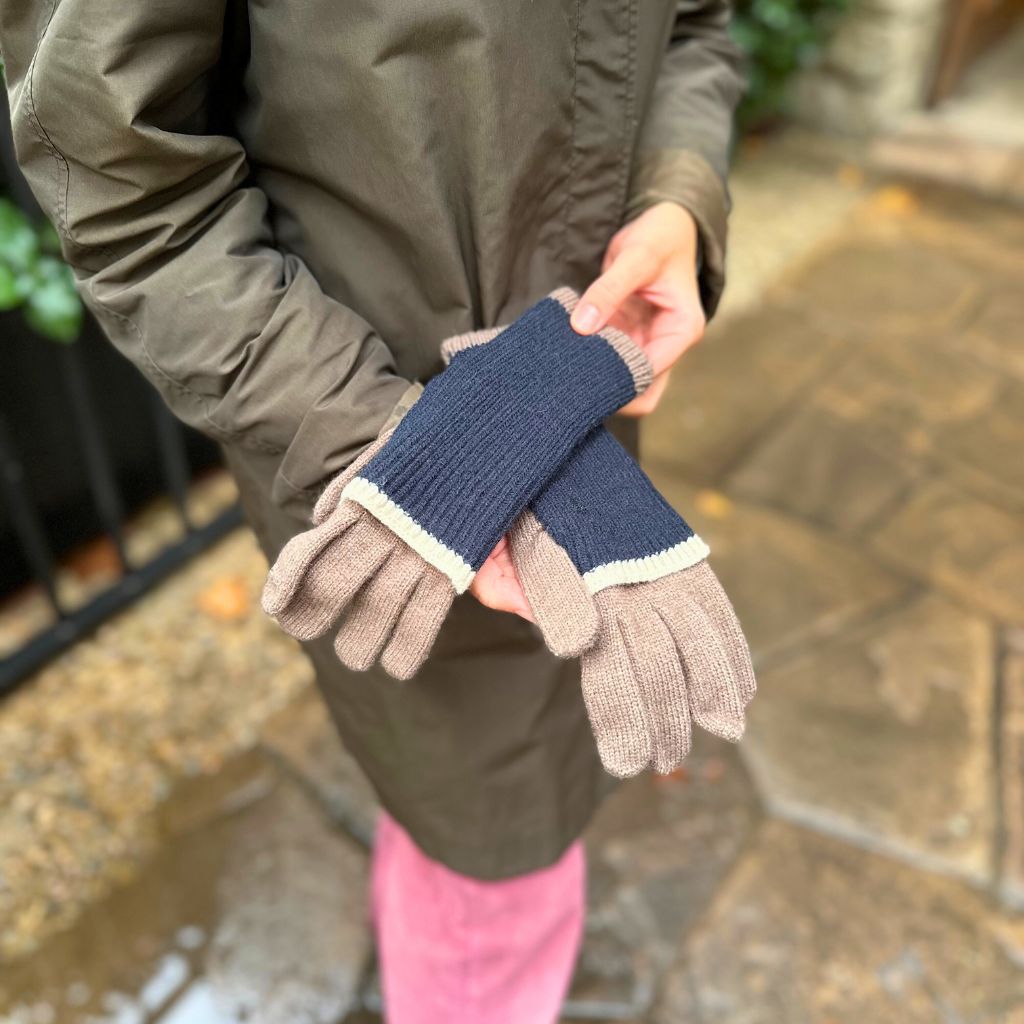 Guantes Mitones Marrón/Azul Marino