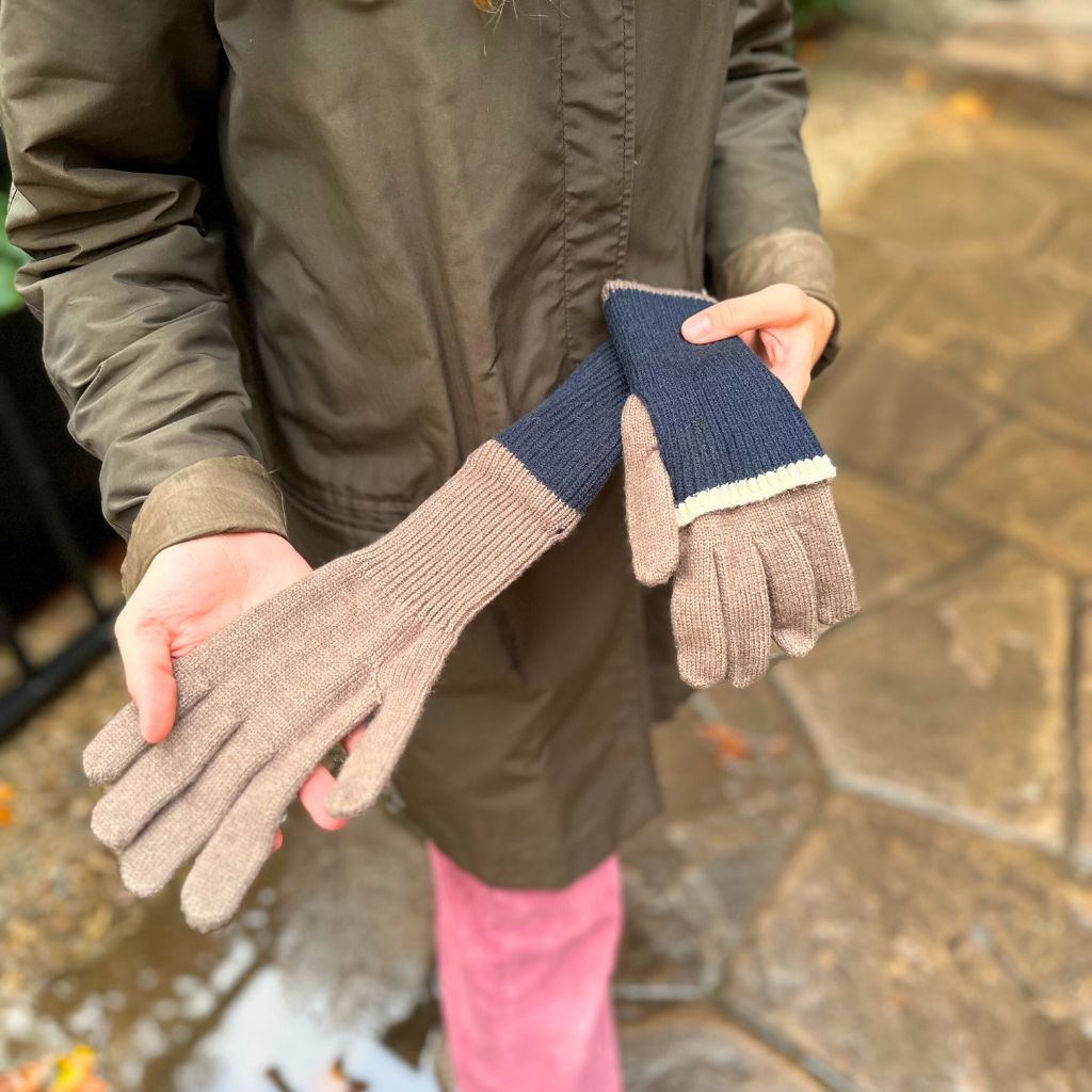 Guantes Mitones Marrón/Azul Marino