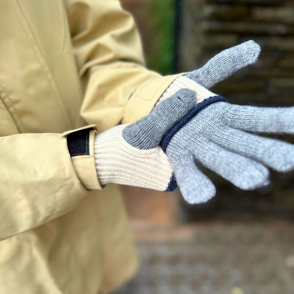 Guantes Mitones Crudo/Gris