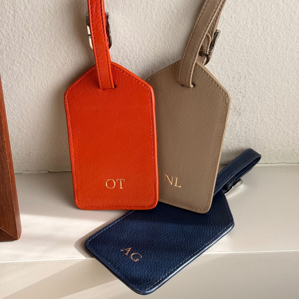 Taupe Leather Suitcase Identifier