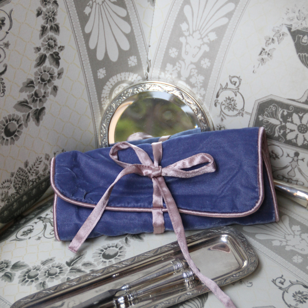 Purple and Pale Pink Velvet Jewelry Pouch