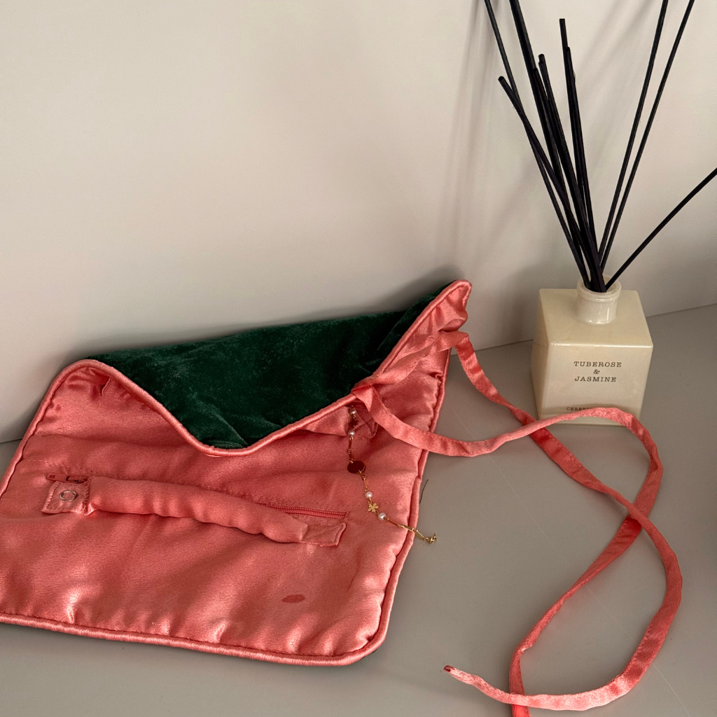 Joyero Terciopelo Verde y Rosa