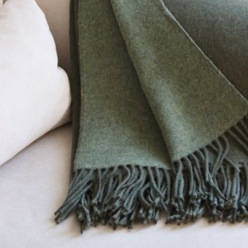 Manta Cashmere y Lana Verde