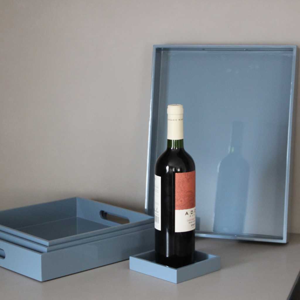 Pack Bandejas y Posabotellas Lacado Azul