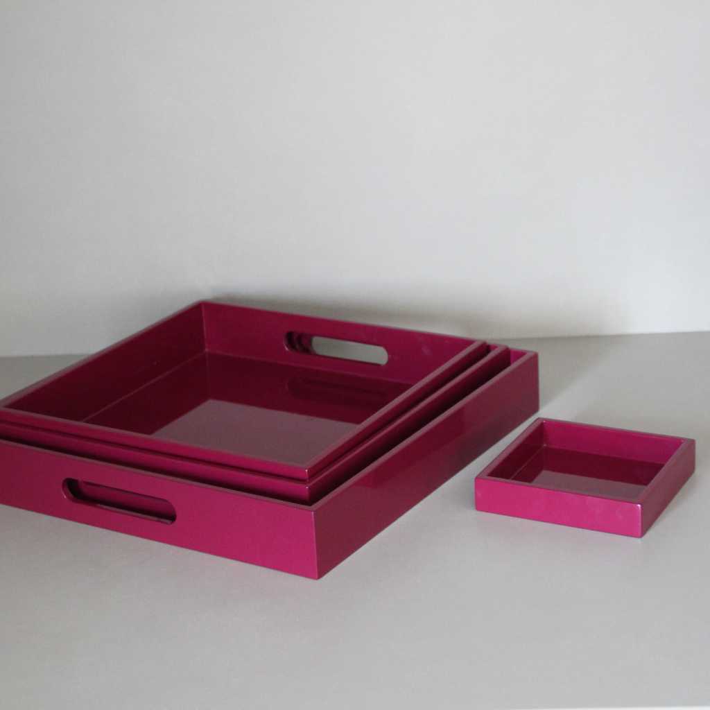 Pack Bandejas y Posabotellas Lacado Berenjena