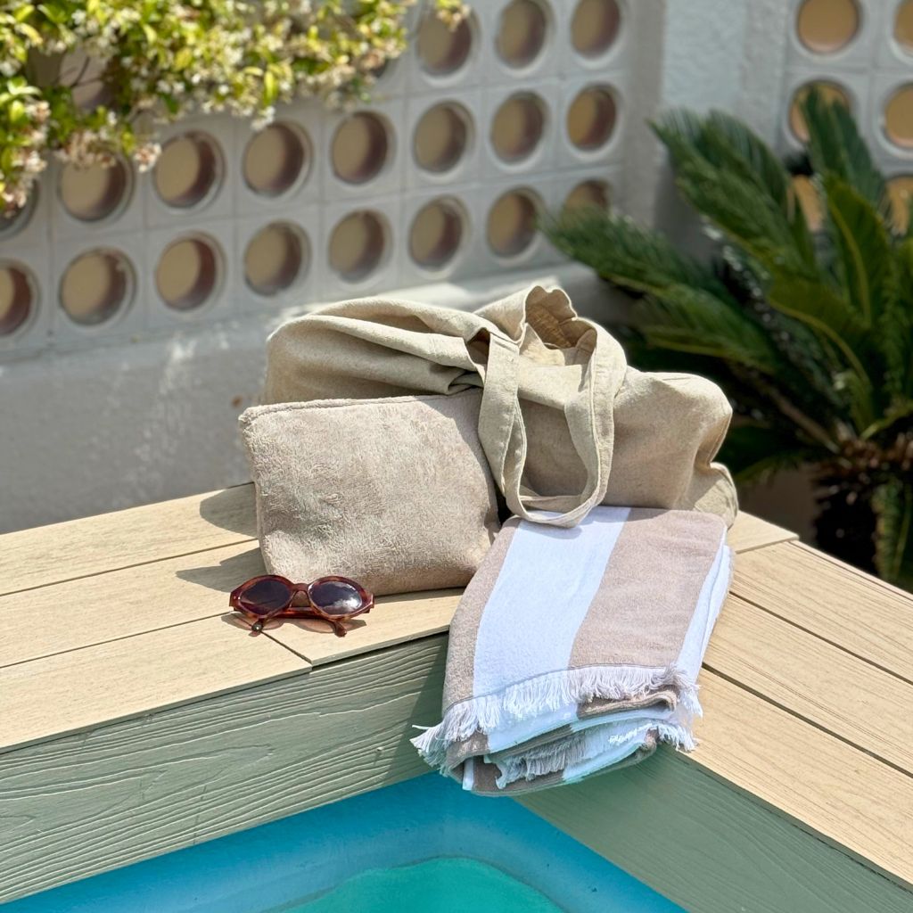 Toalla Playa Rayas Anchas Beige