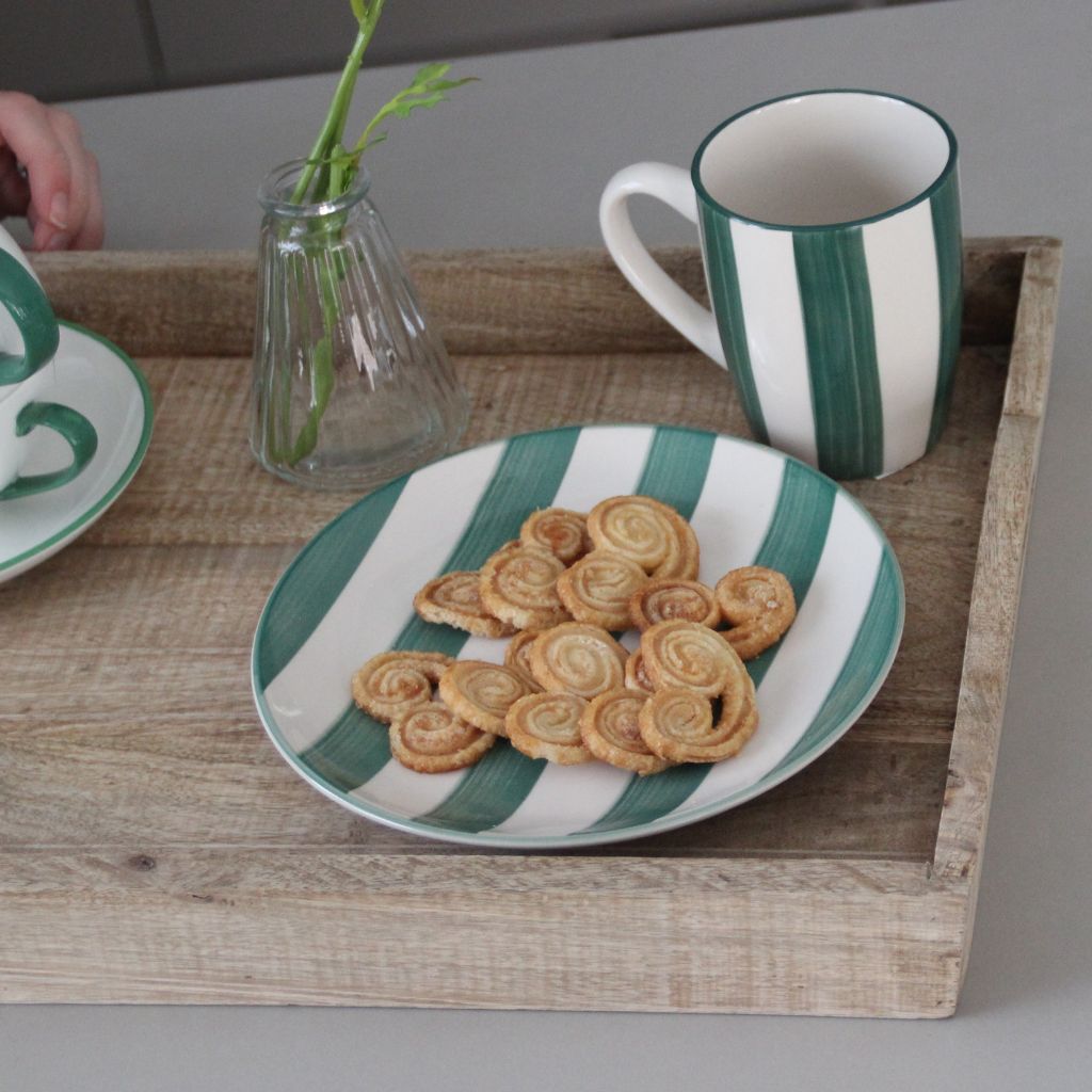 Plato Postre Rayas Verdes (Set de 6)