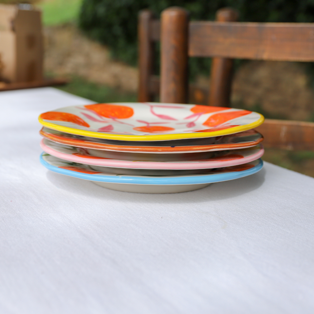 Orange Ceramic Plates (Set of 4)