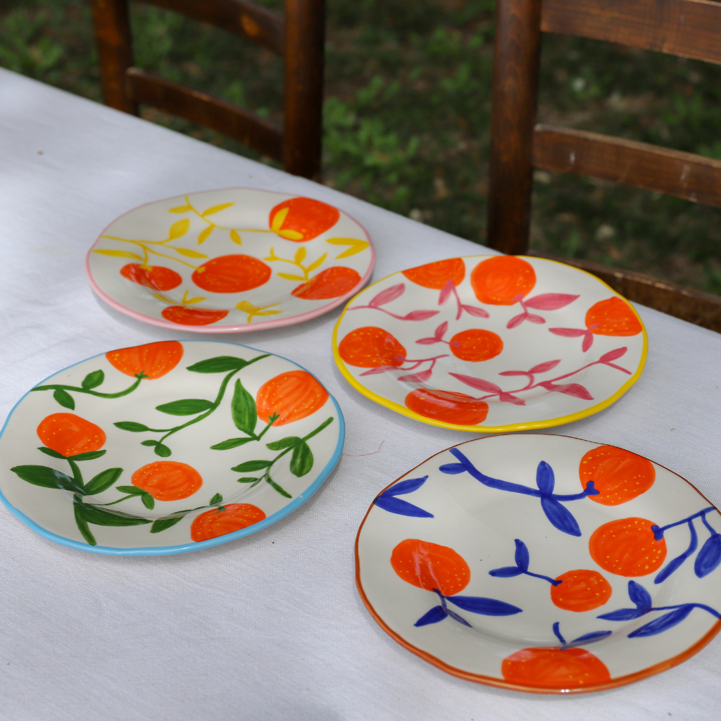Orange Ceramic Plates (Set of 4)