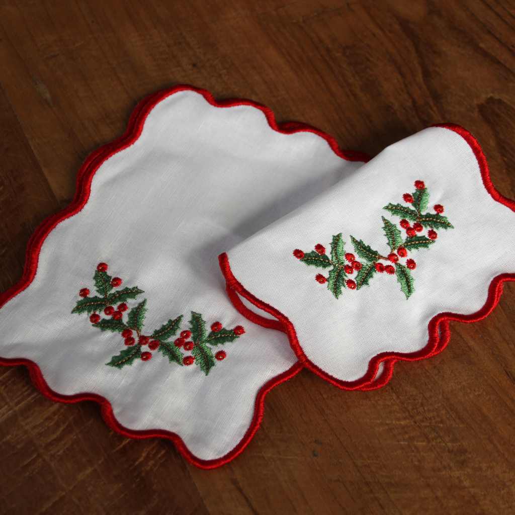 Servilletas Cocktail Acebo Navidad (Set de 6)