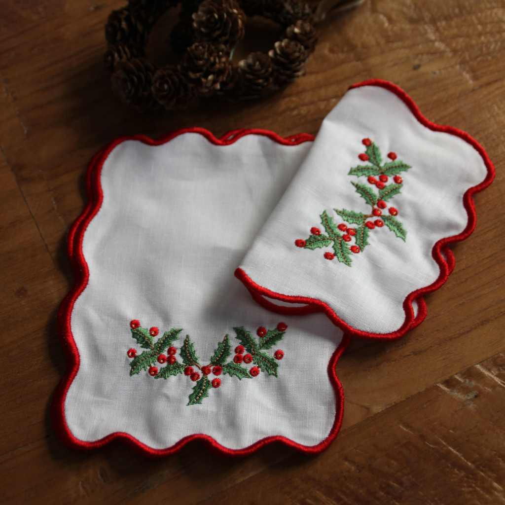 Servilletas Cocktail Acebo Navidad (Set de 6)