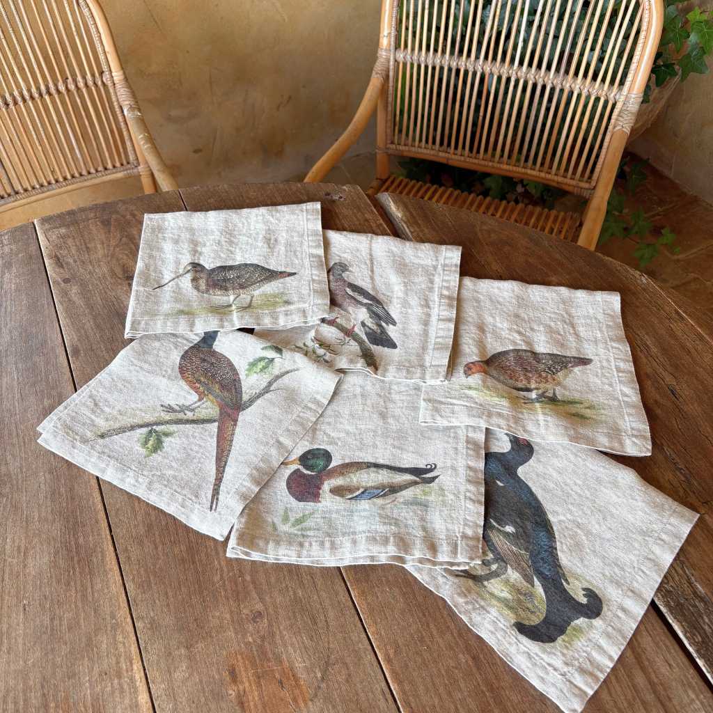 Servilletas Lino Aves (Set de 6)