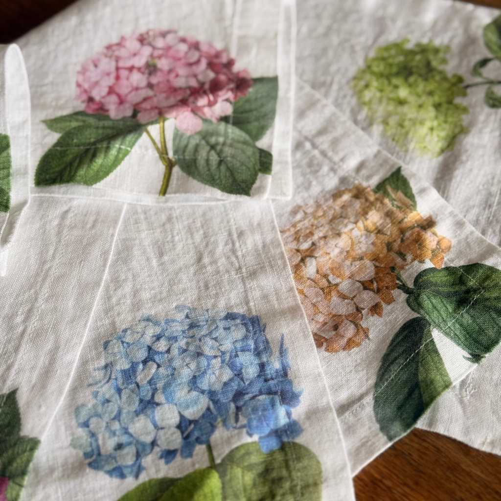 Servilletas de Cocktail Lino Hortensias (Set de 6)