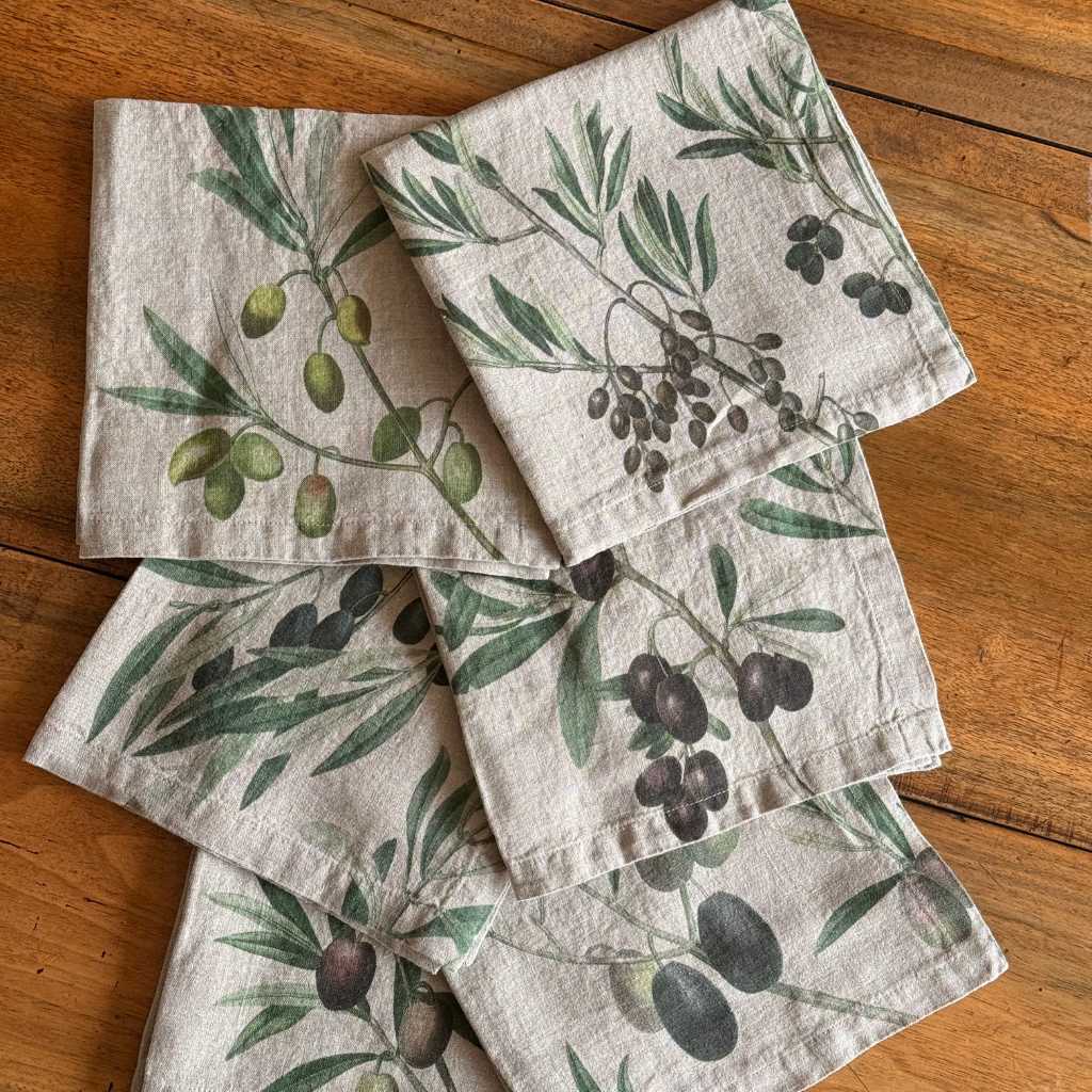 Servilletas de Lino Olivas (Set de 6)
