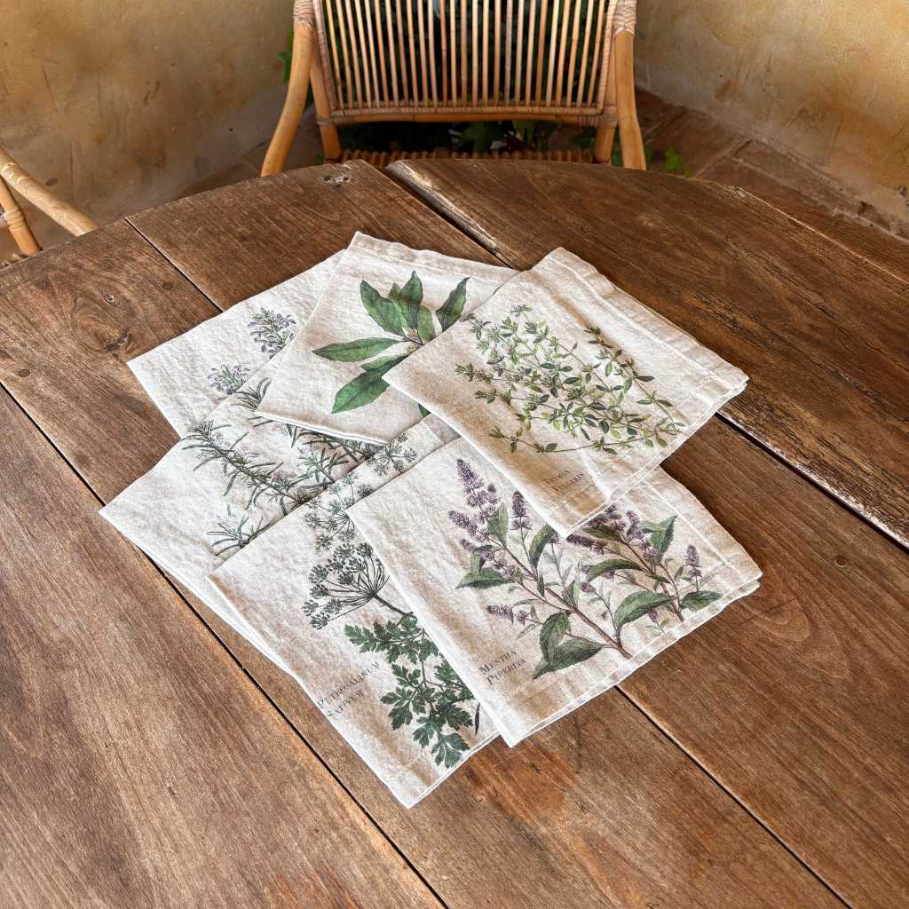 Servilletas Lino Plantas Verdes (Set de 6)