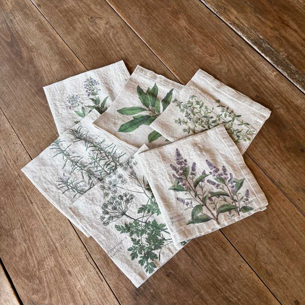 Servilletas Lino Plantas Verdes (Set de 6)