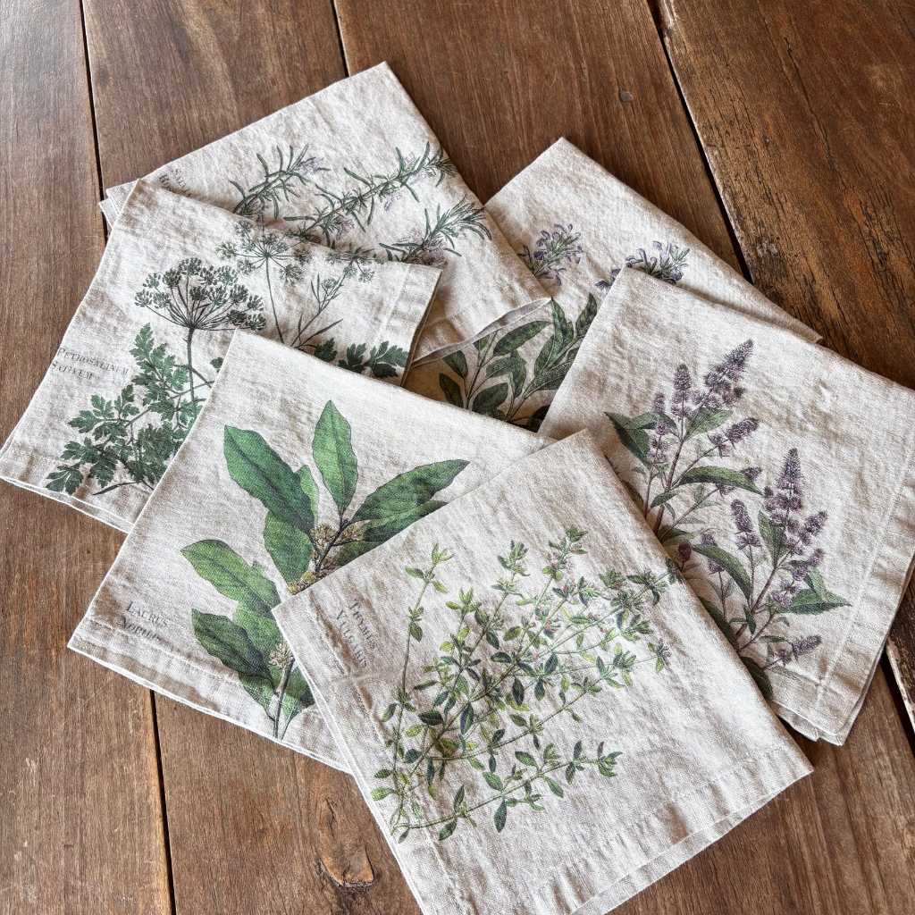 Servilletas Lino Plantas Verdes (Set de 6)