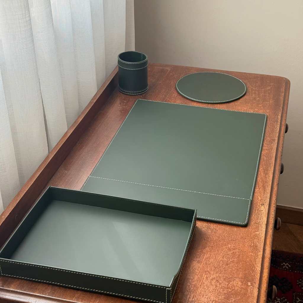 Set Escritorio Piel Verde (4 piezas)