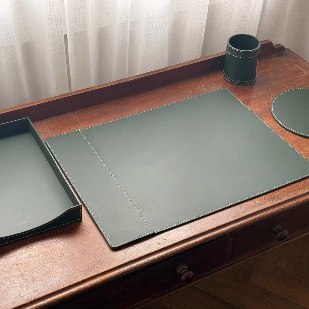 Set Escritorio Piel Verde (4 piezas)