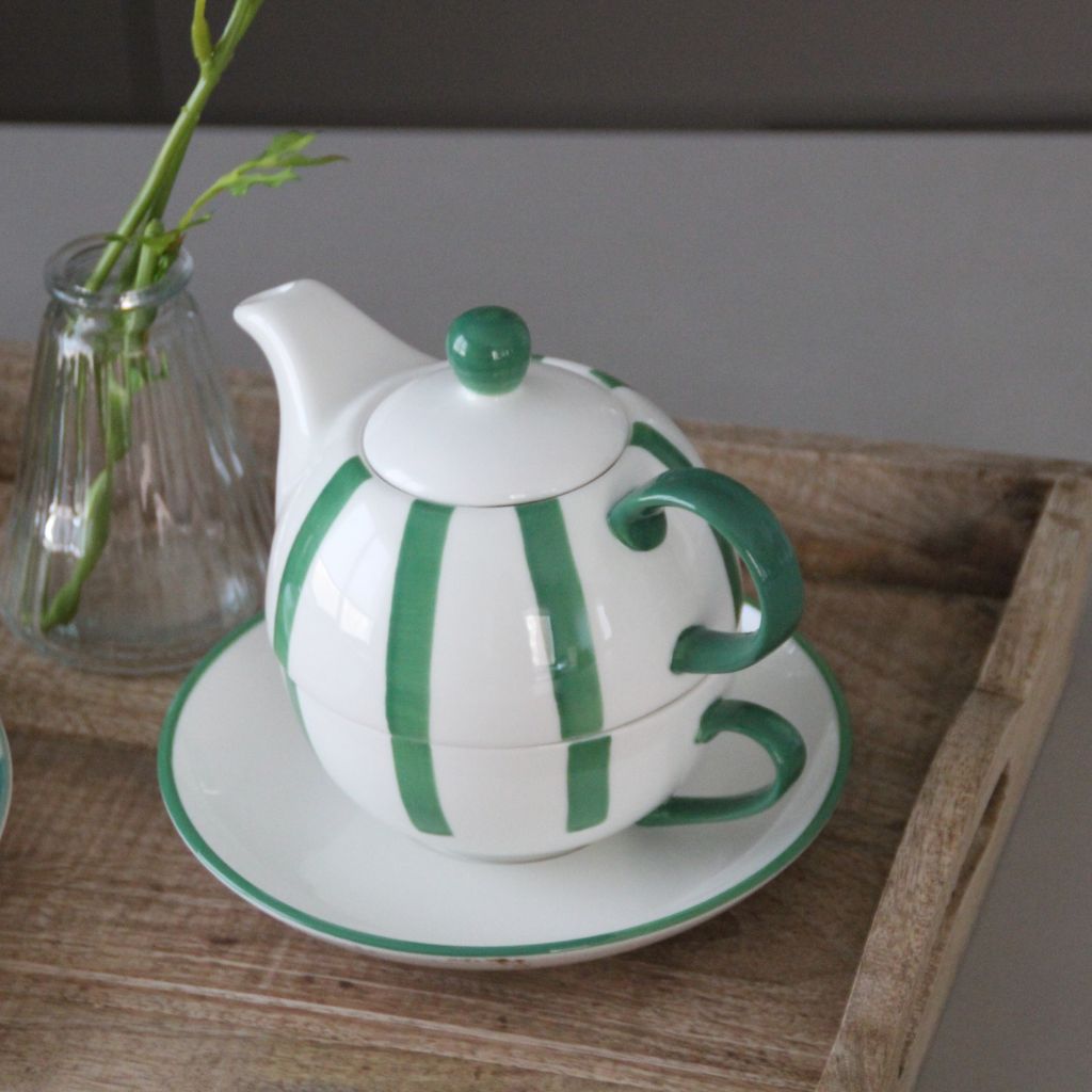 Tetera Rayas Verdes con Taza