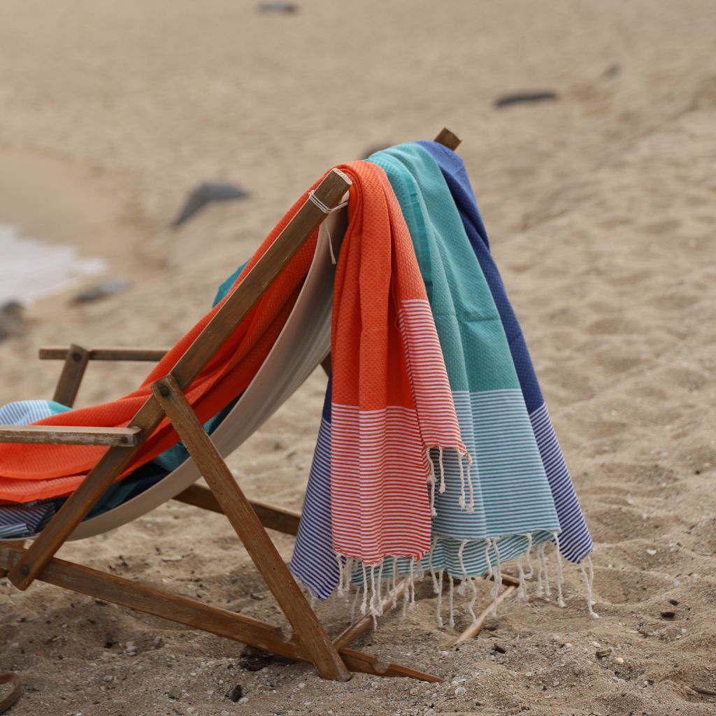 Turquoise Striped Beach Towel