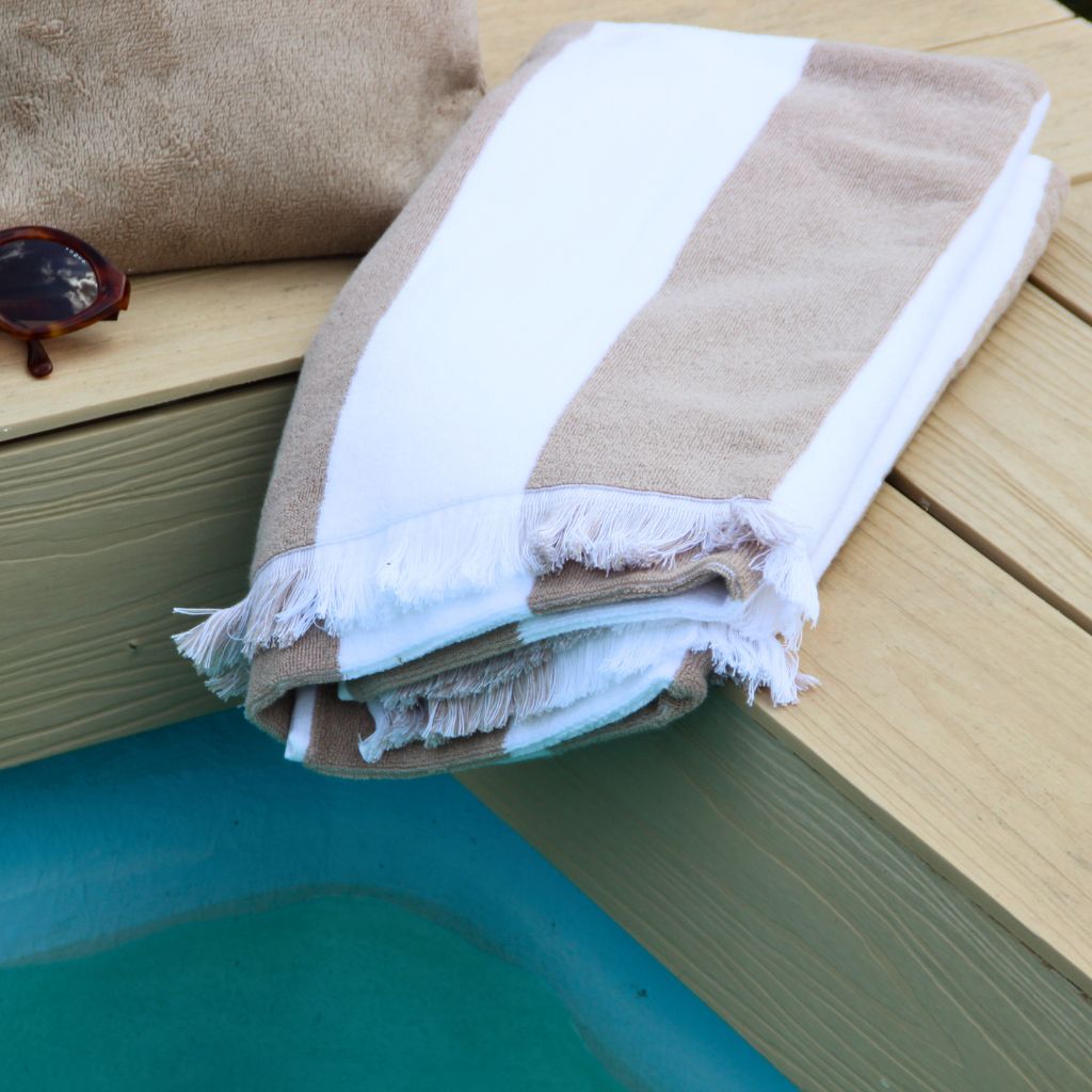 Toalla Playa Rayas Anchas Beige