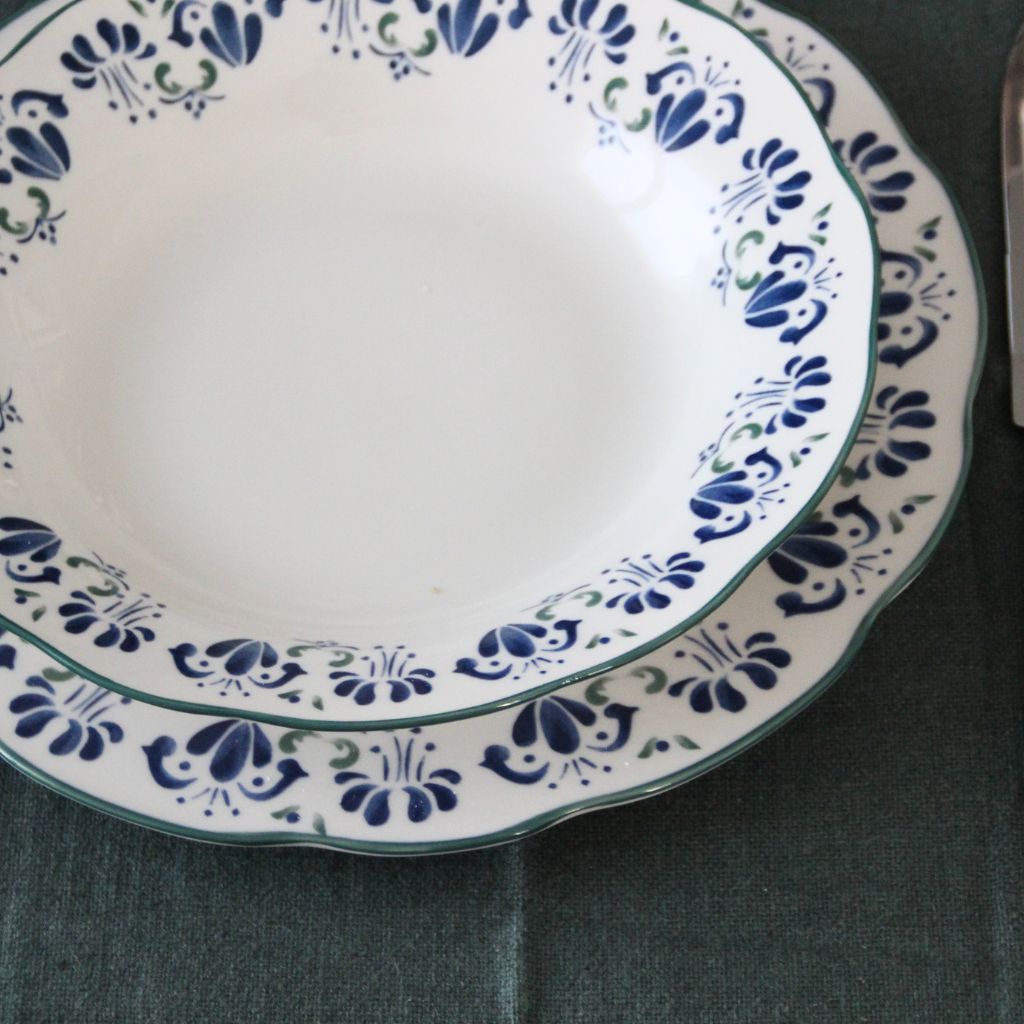 Vajilla Flores Verde y Azul (18 piezas)