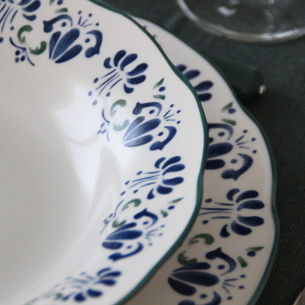 Vajilla Flores Verde y Azul (18 piezas)