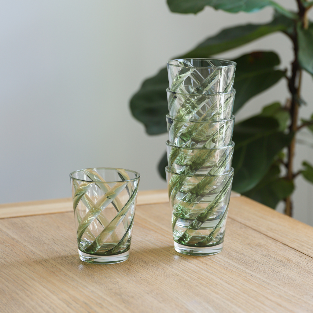 Vasos Policarbonato Espiral Verde (Set de 6)
