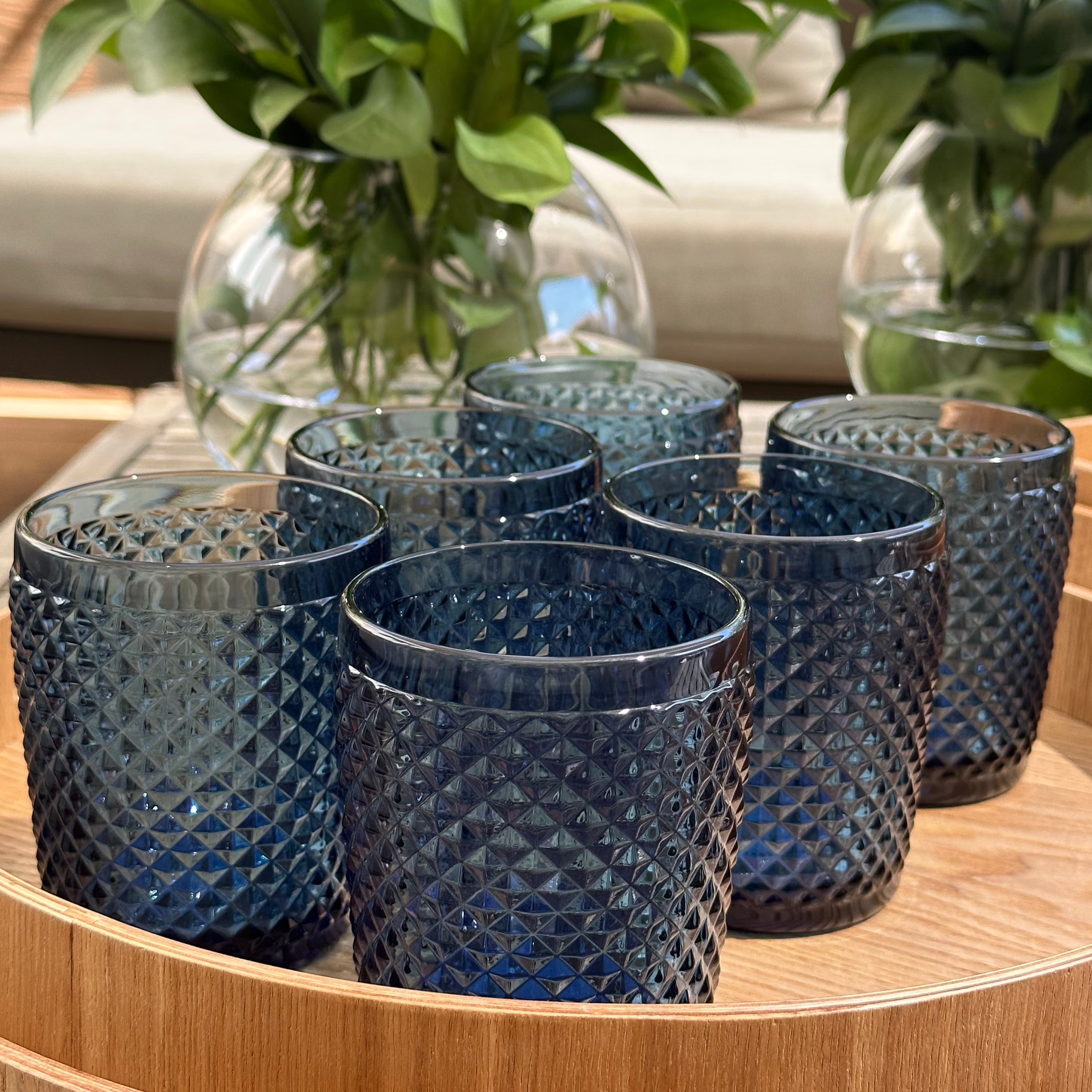 Blue Spikes Water Glasses (Set of 6)