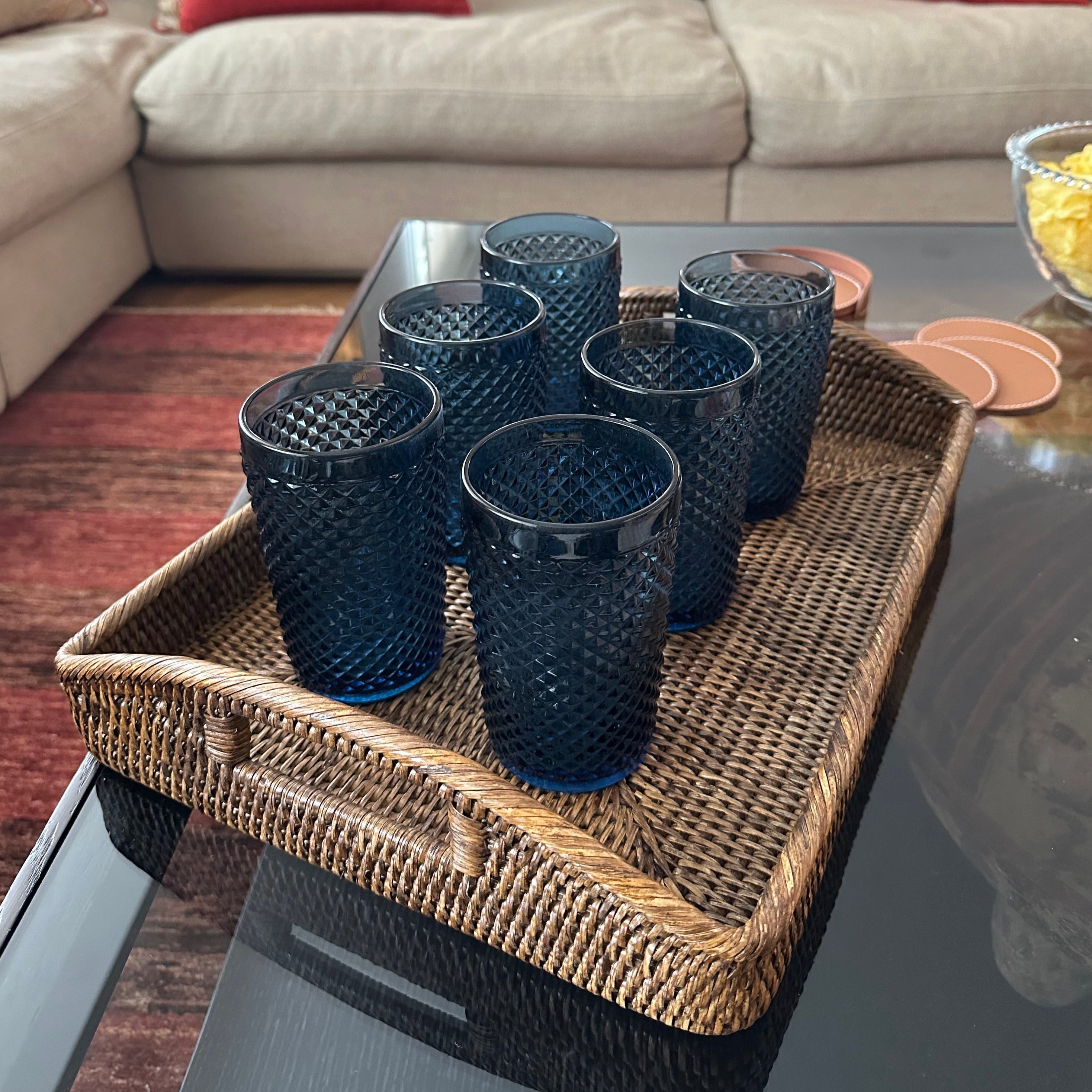 Blue Spikes Soft Drinks Glasses (Set of 6)